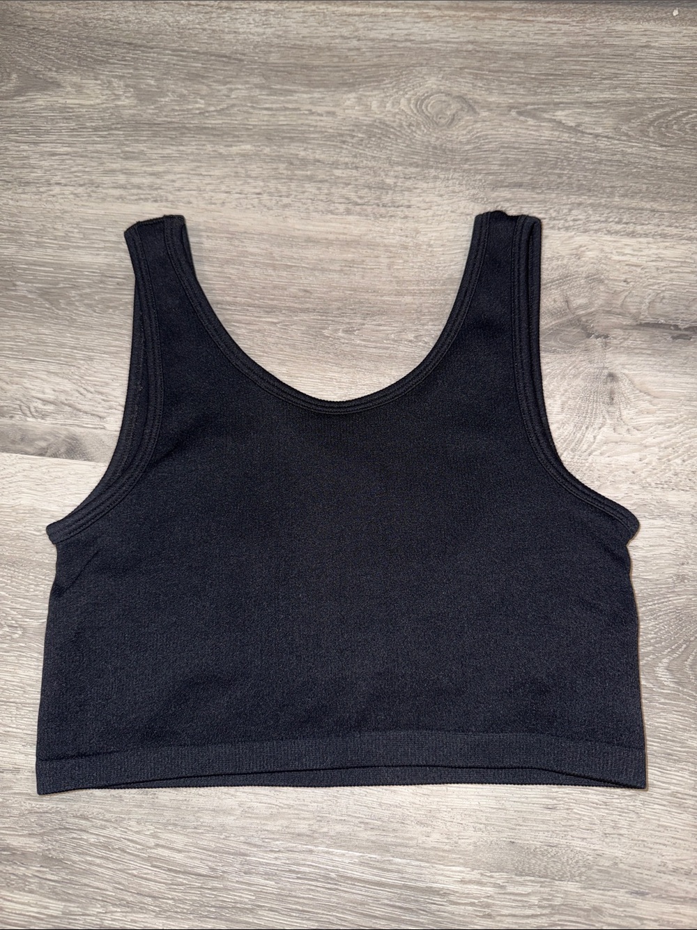 aerie Black Ribbed Crop Tank Top